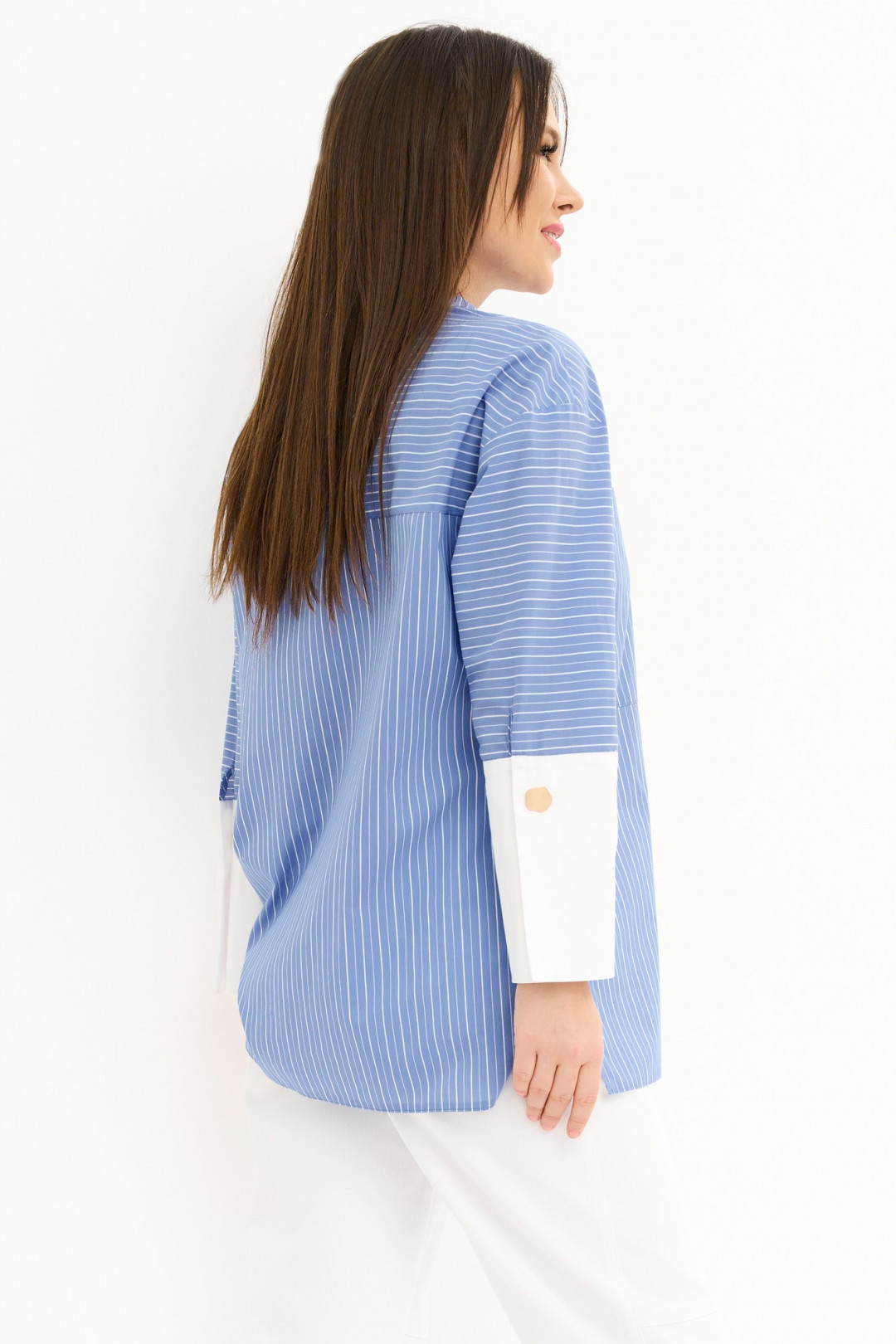 Блузка Магия Моды 2256 голубой в полоску - фото 3